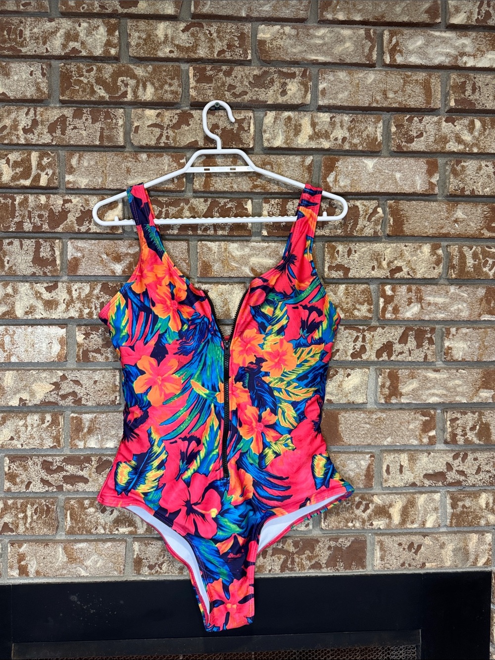 Tropical Floral One-Piece‎ Swimsuit - Bright Pink